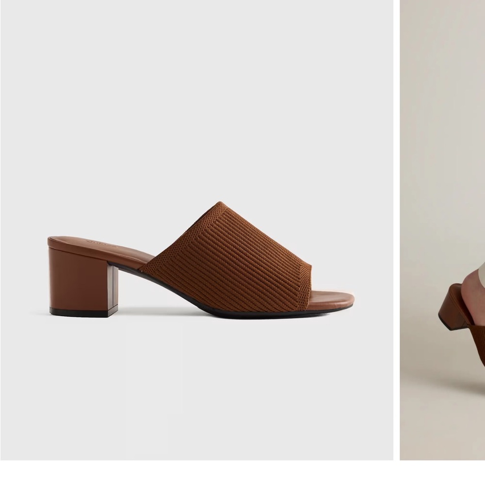 Quince Italian Leather & Eco Knit Heeled Mule
